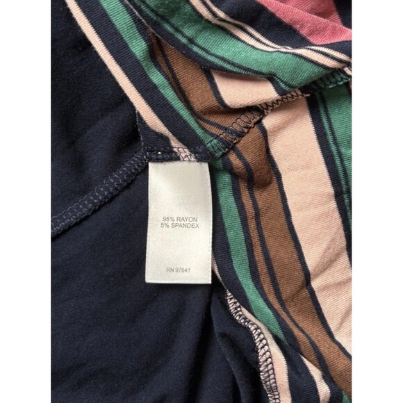 J. Jill Maxi Dress Women’s Size Medium Navy Blue Stripes Waist Tie Sleeveless - Picture 6 of 9